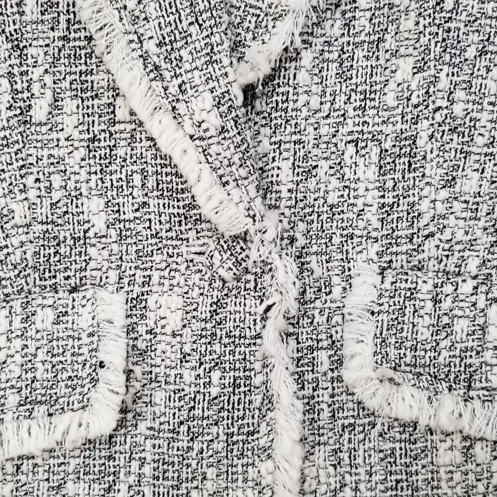 NWT Cinq à Sept Erin Fringed Boucle Tweed Blazer Jacket Black/Ivory Size 8 $425 - Picture 11 of 17